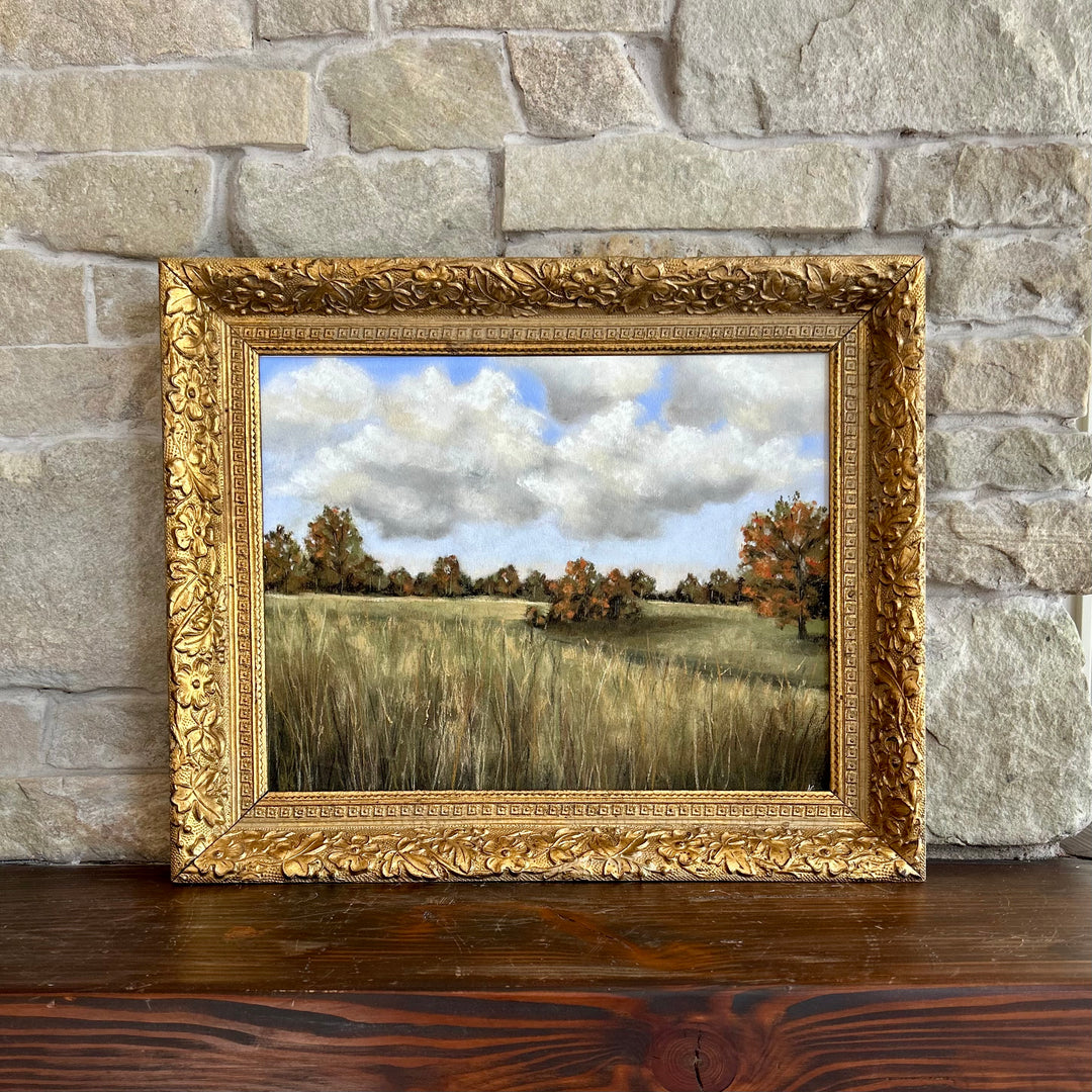 Autumn fields in French antique frame