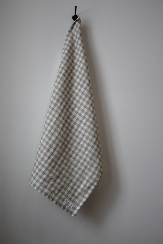 The Sawyer Tea Towel- Beige Gingham