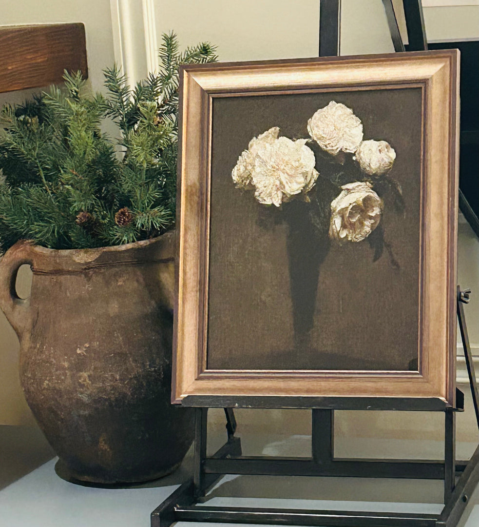 FRAMED FINE ART PAPER PRINT - BOUQUET WHITE FLOWERS