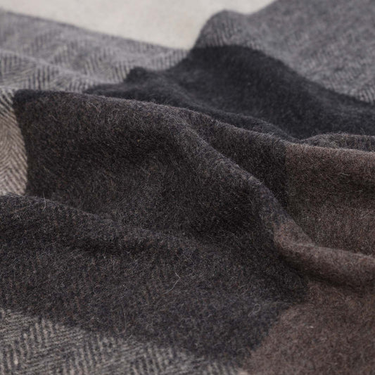 Wool Herringbone Blanket- Taupe Block Check