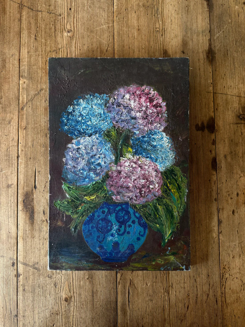 French antique Hydrangeas oil on canvas