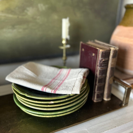 Collected Set of 11 Biot Provence Green Faïence Plates