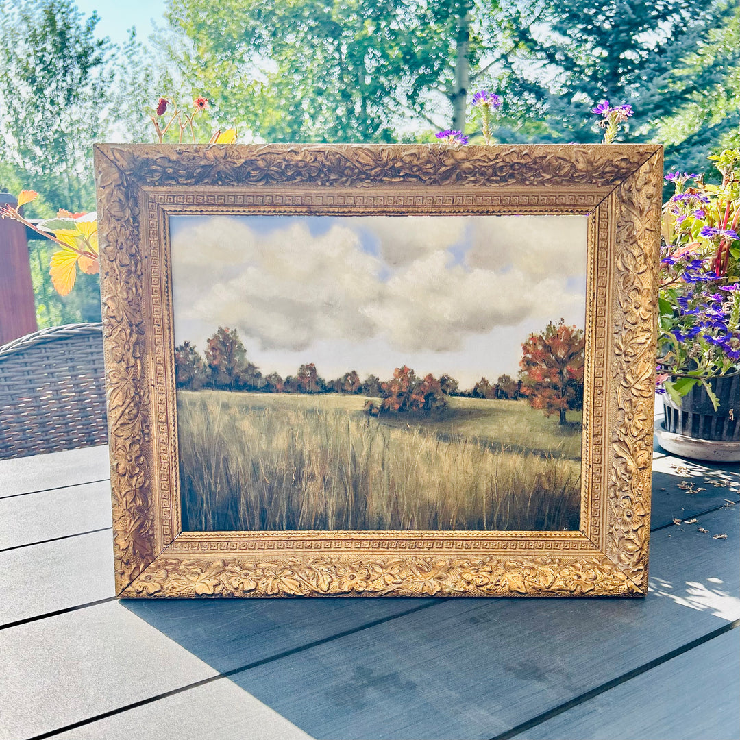 Autumn fields in French antique frame