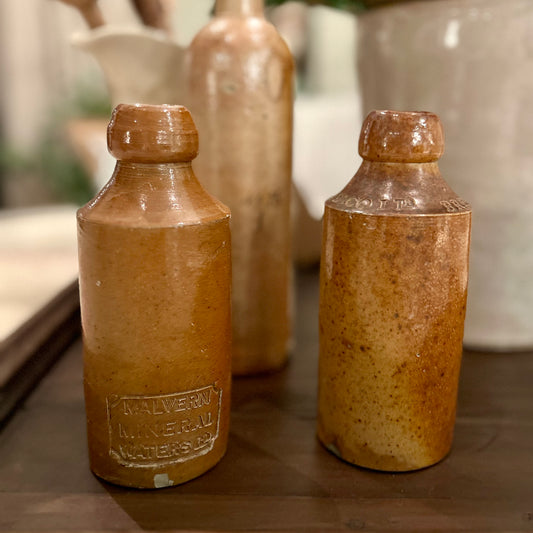 Antique English Stoneware “Malvern Mineral Waters” Bottle
