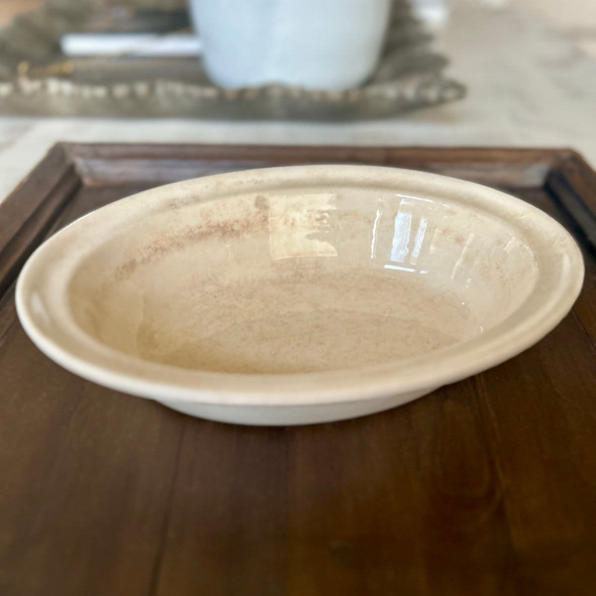 Antique English Ironstone Oval Baking Dish – (c. 1920s–1930s)
