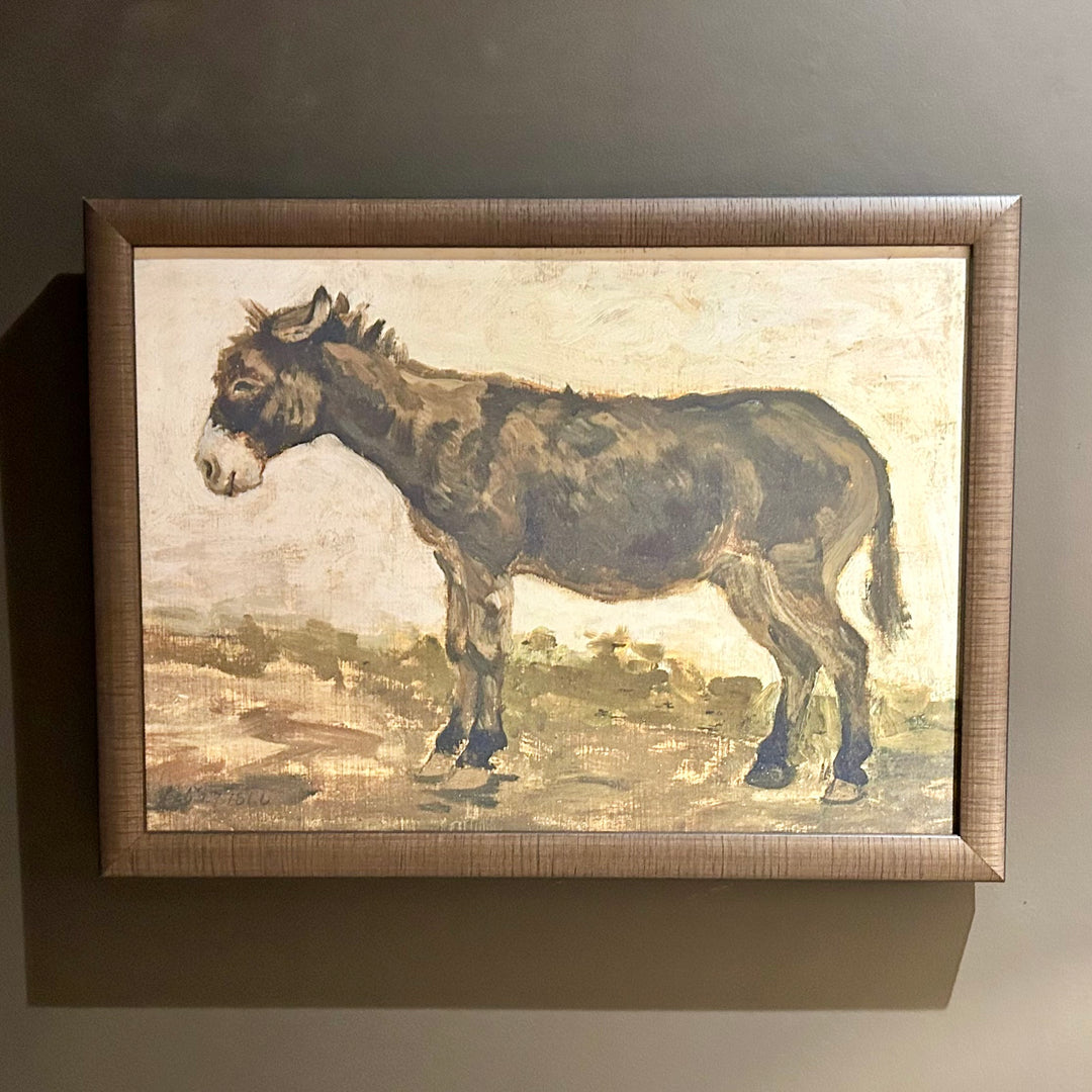 A Study of a Donkey on canvas in custom wood frame