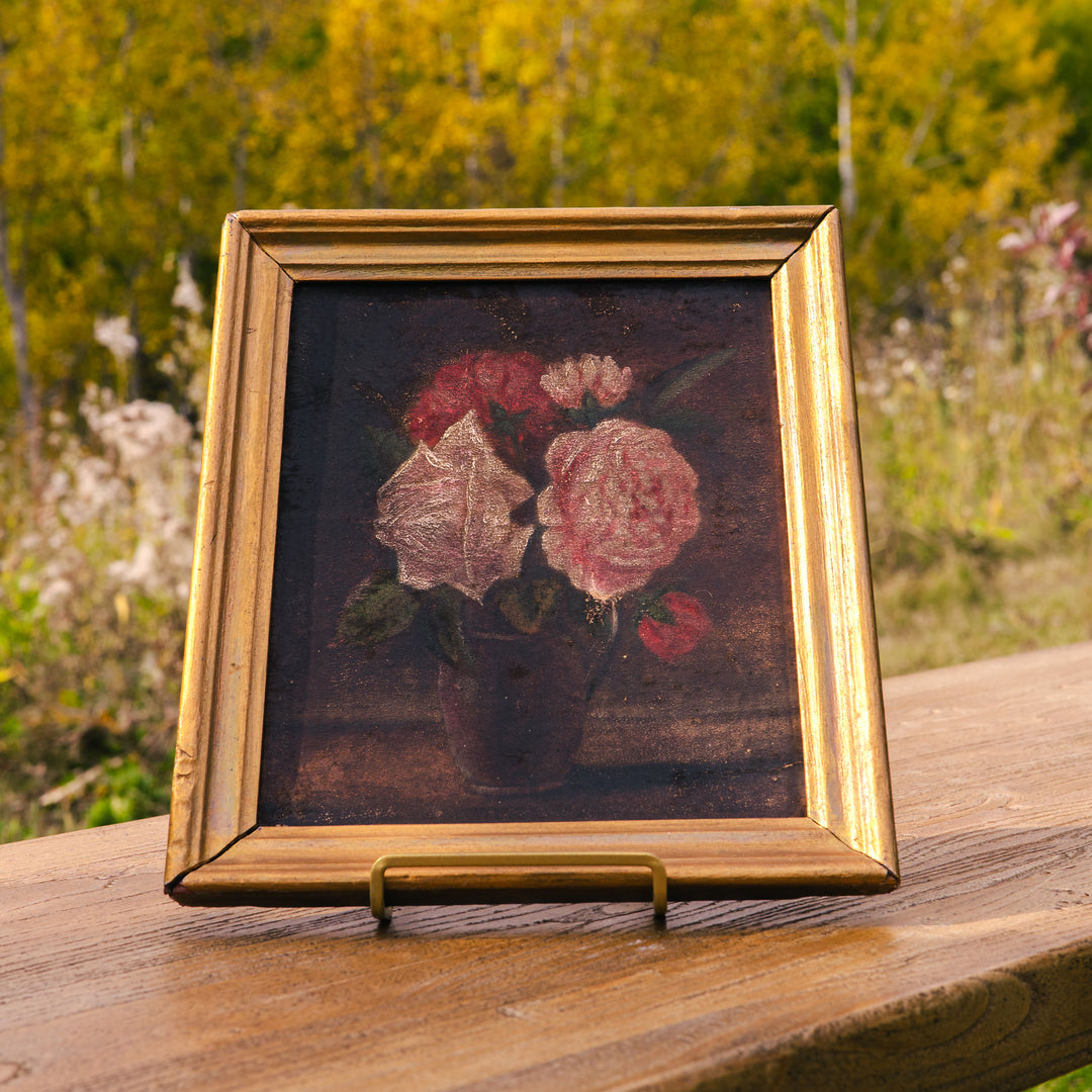 Antique rose study oil on paper