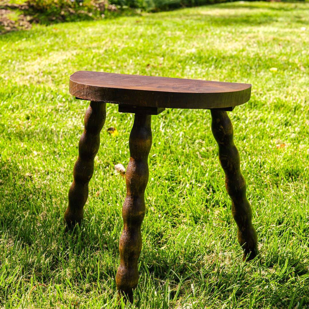 Rustic wooden stool with barley twist legs