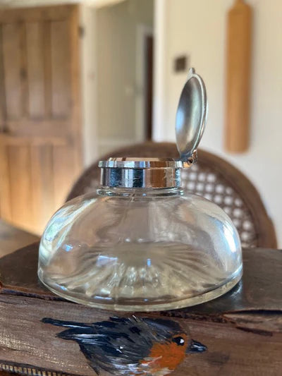 Antique French glass inkwell