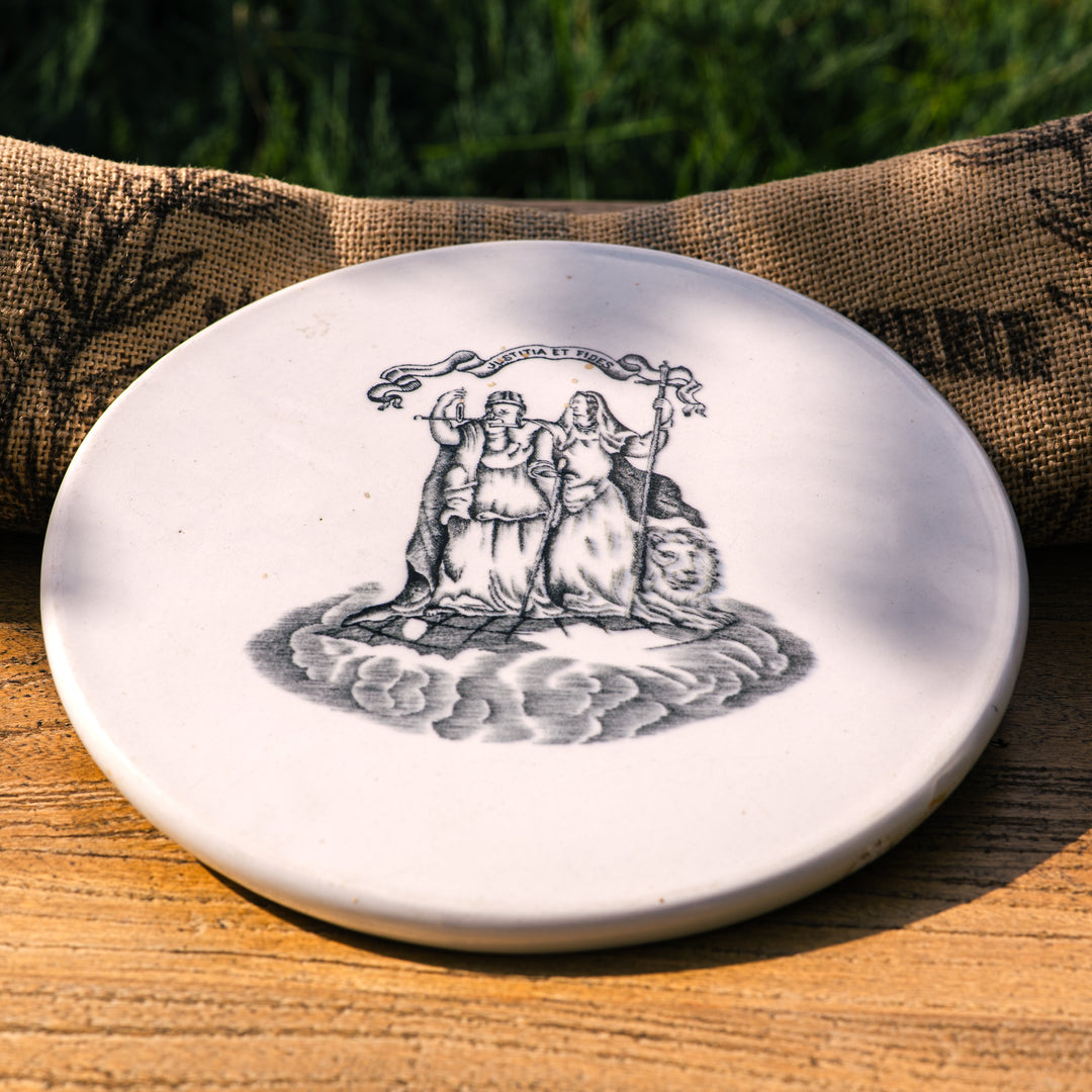 19th-Century motto plate-justitia et fides