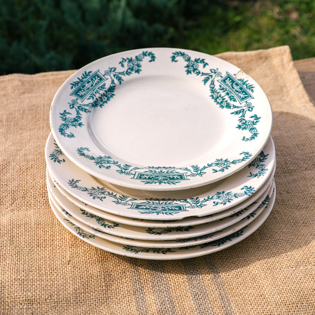 Set of 6 antique French longchamp side plates