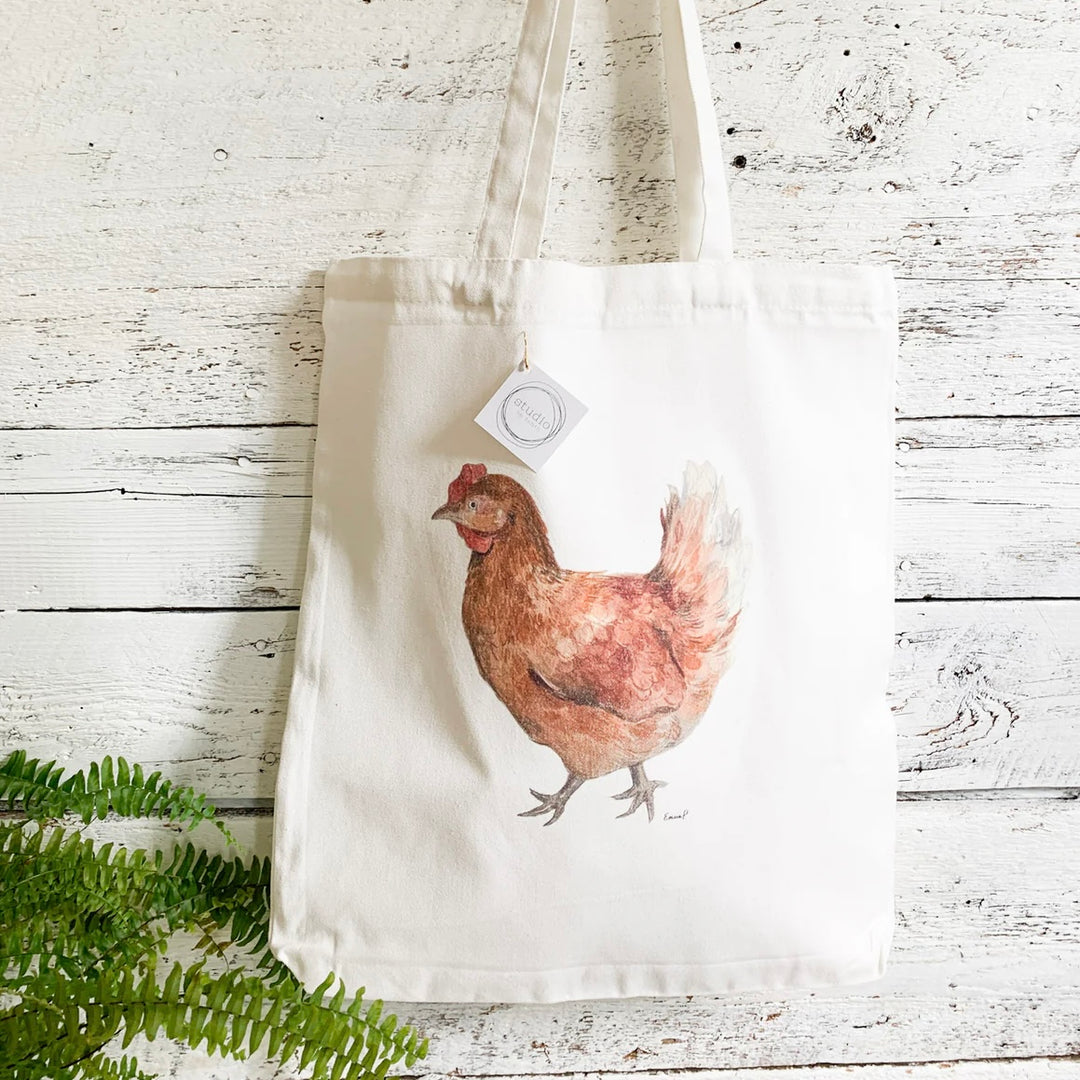 Brown hen cotton market bag
