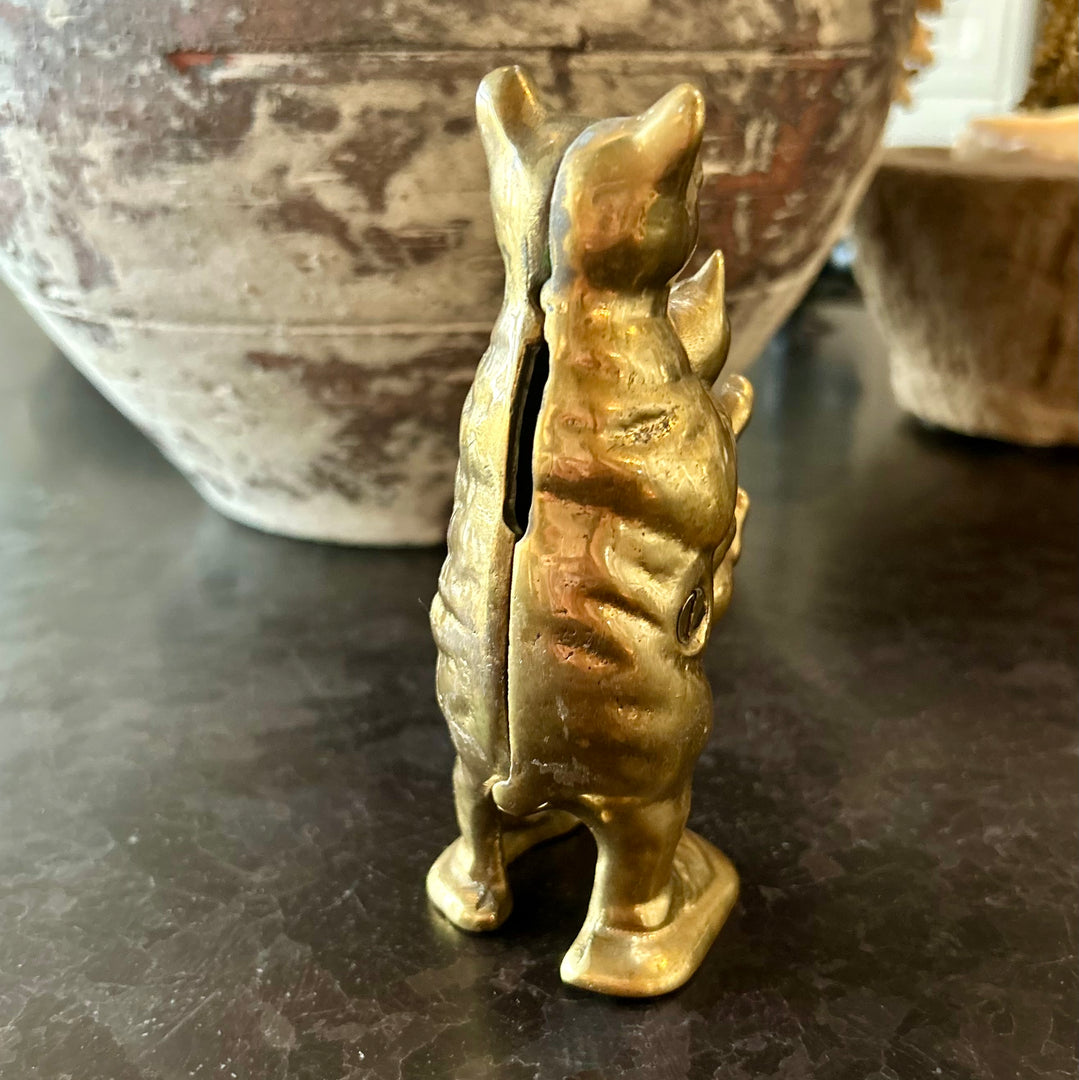 Brass bear & cub coin bank