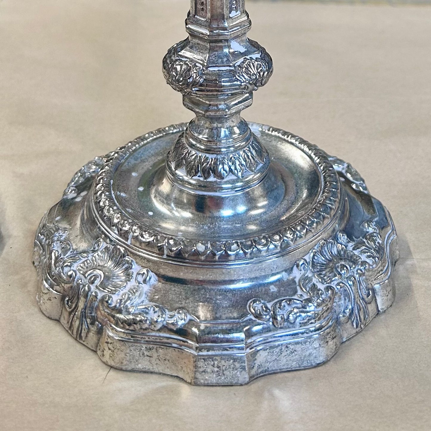 Pair of Vintage Silver-Plated Rococo Candlesticks