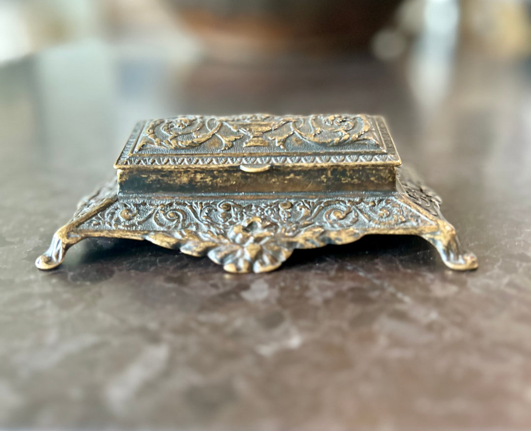 Victorian cast metal stamp holder