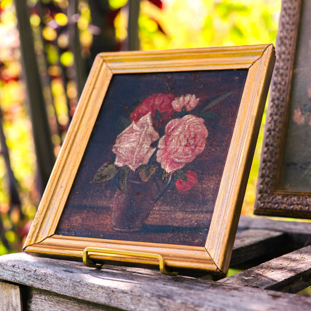 Antique rose study oil on paper