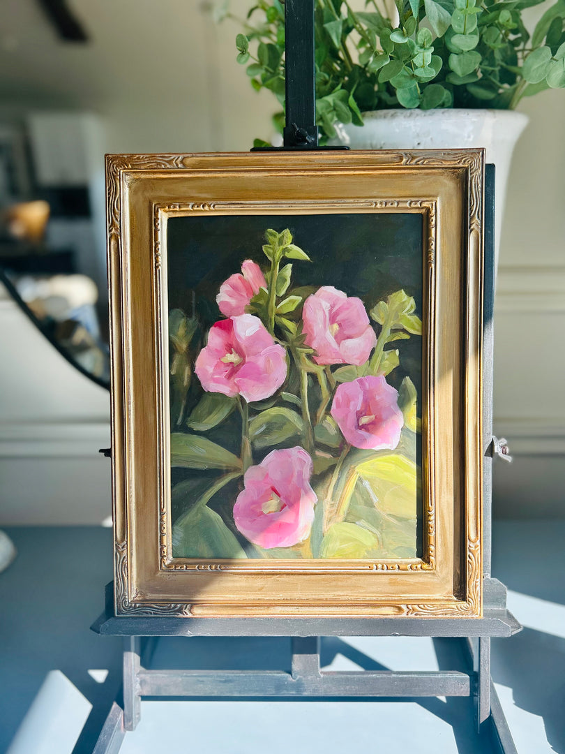 Hollyhocks (framed) original art by Jacob Mark