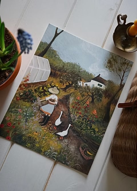Down in the garden (framed) 8x10”