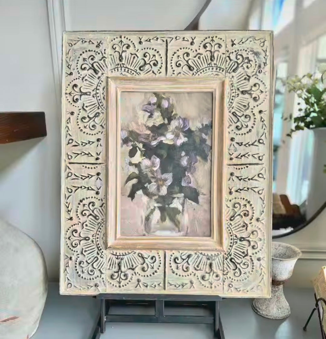 Set of Two Floral Still Life in Ornate Carved Frames