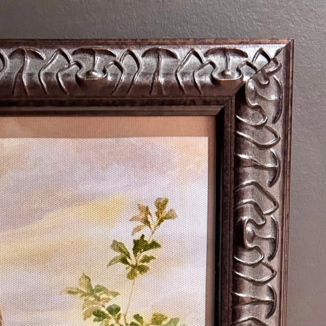 A Girl and Her Sheep in custom ornate wood frame