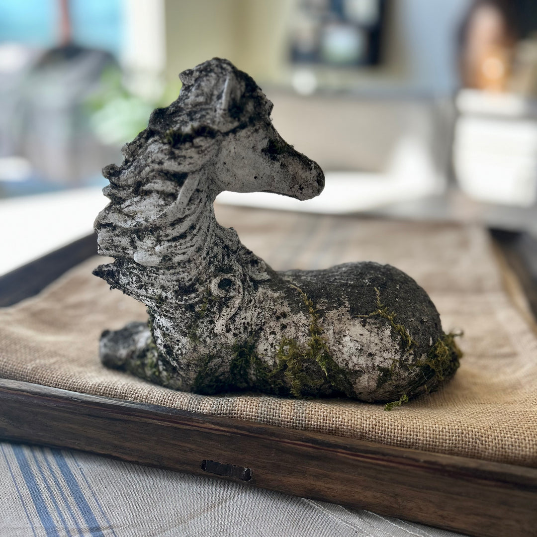 Vintage Cast-Stone horse foal garden statue