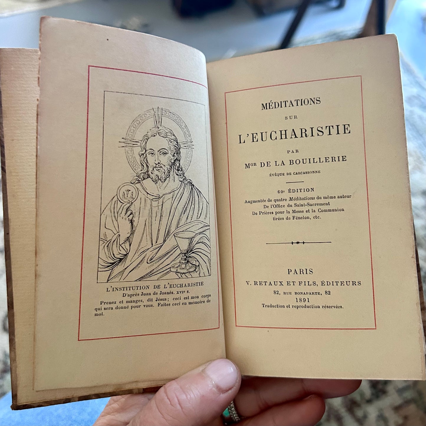 Antique French Leather Devotional Book | Méditations sur l’Eucharistie | Paris, 1890
