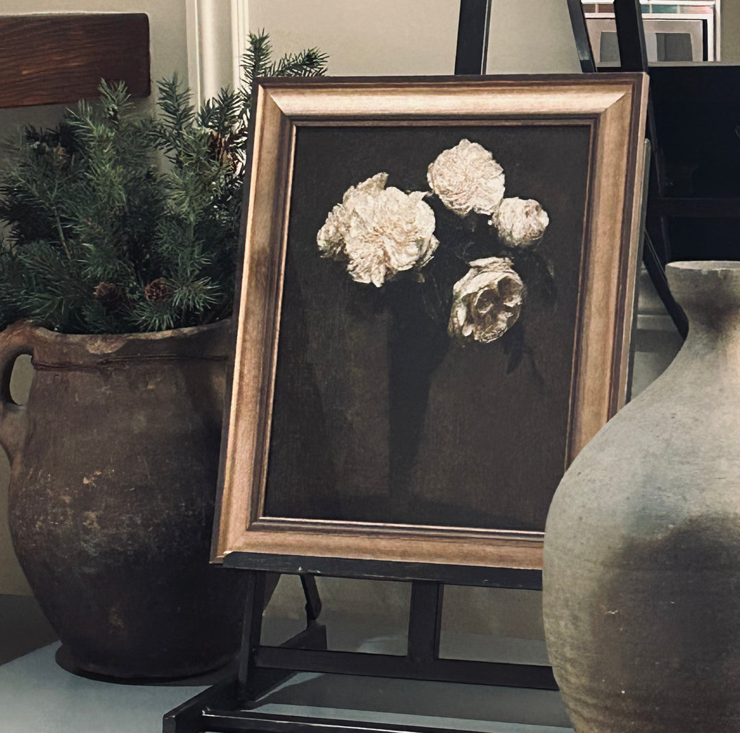 FRAMED FINE ART PAPER PRINT - BOUQUET WHITE FLOWERS