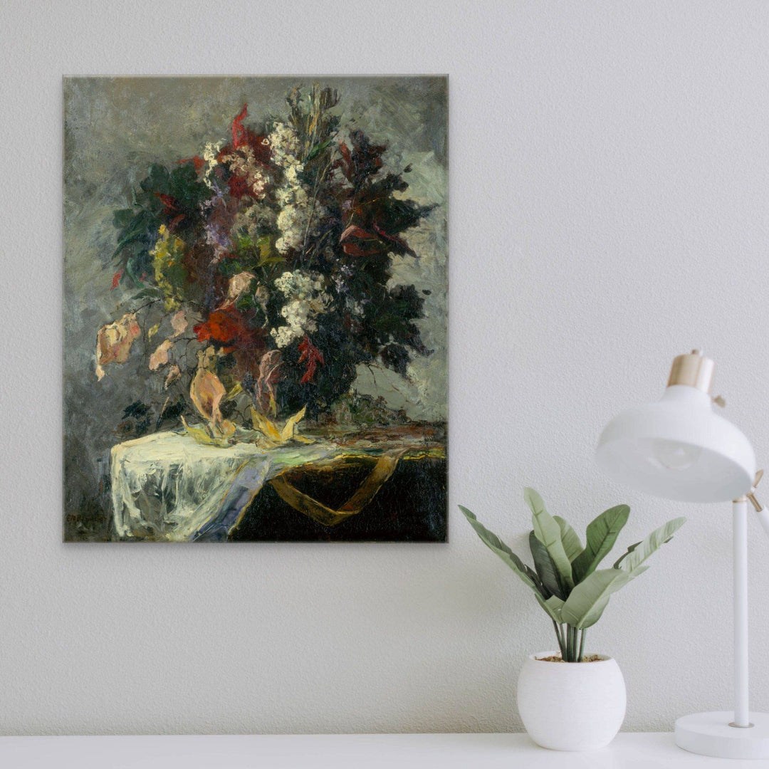 Floral Still Life stretched canvas print in floating frame