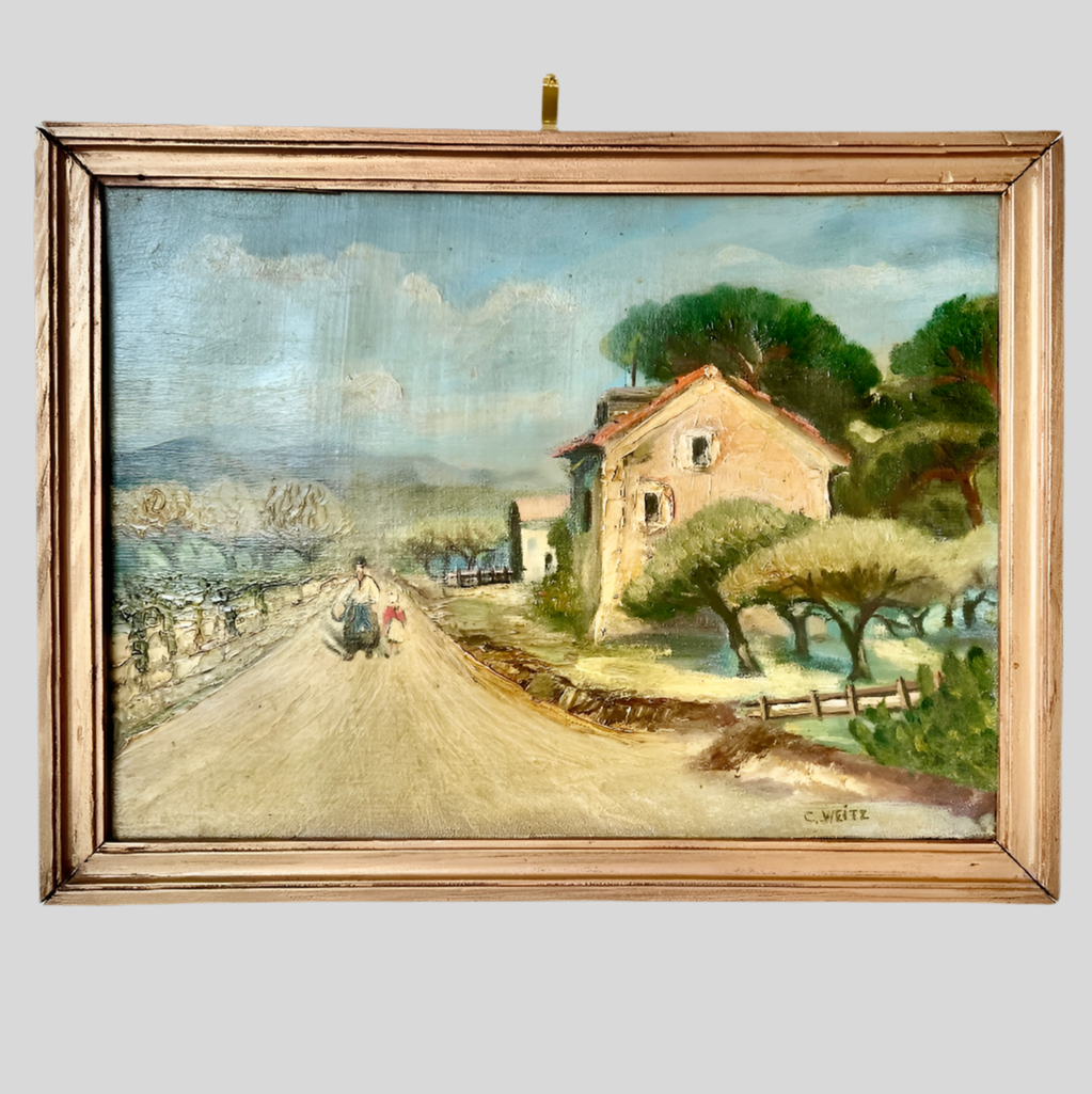 Charming Farmyard Scene - Oil on Canvas
