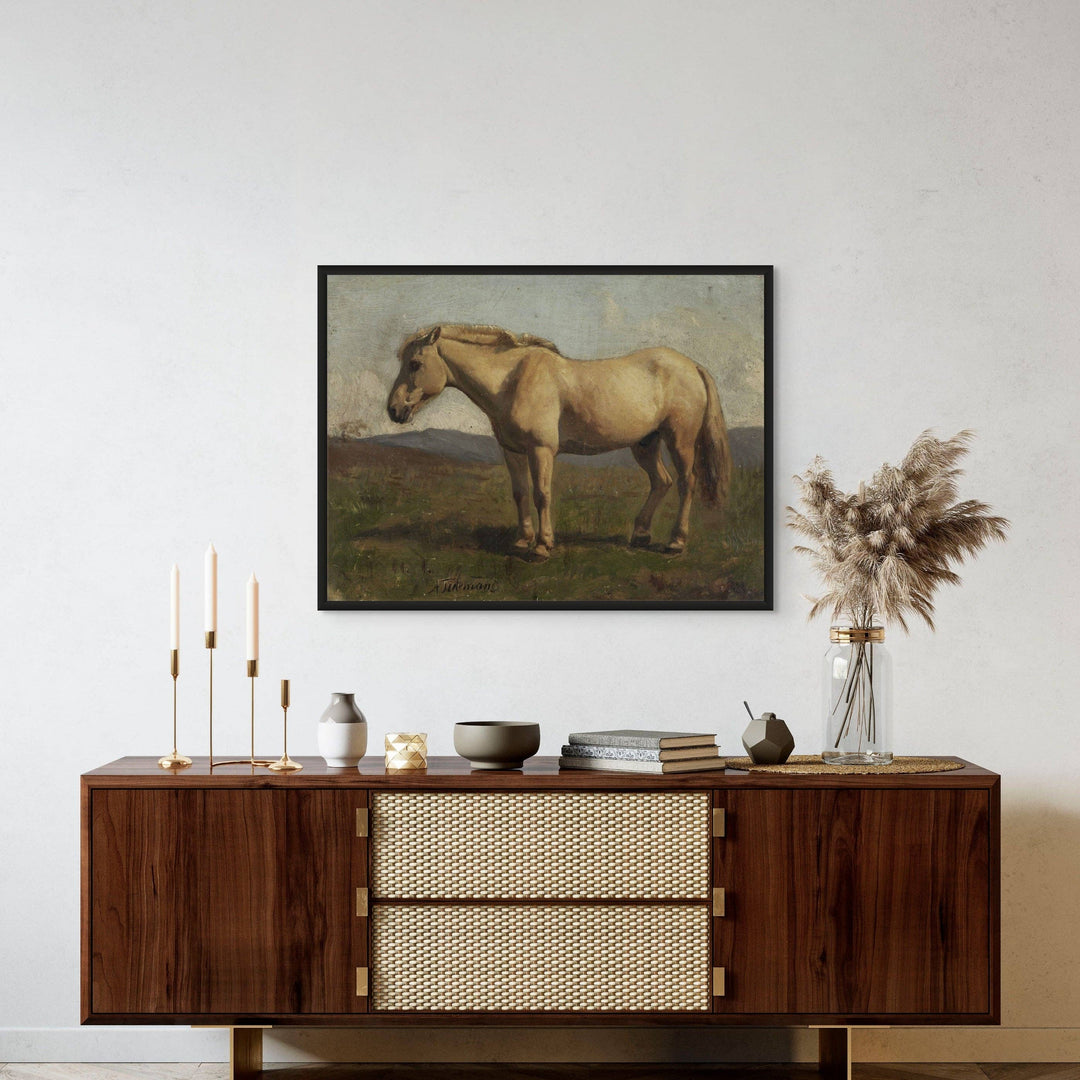 A Dun Horse stretched canvas print in floating frame
