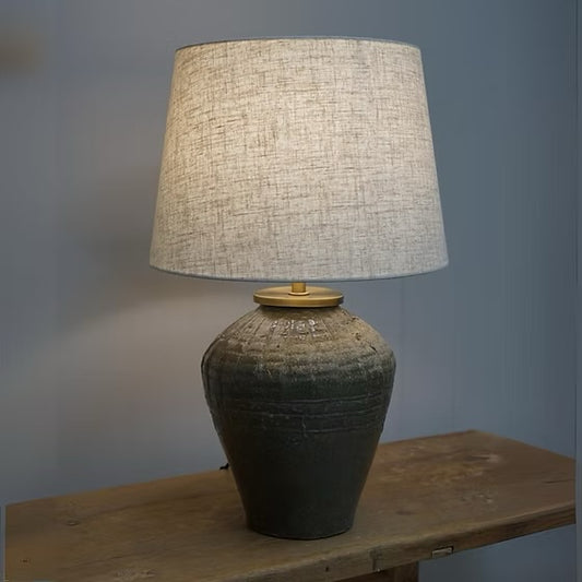 Rudy Vintage Pot Lamp Drum Shade