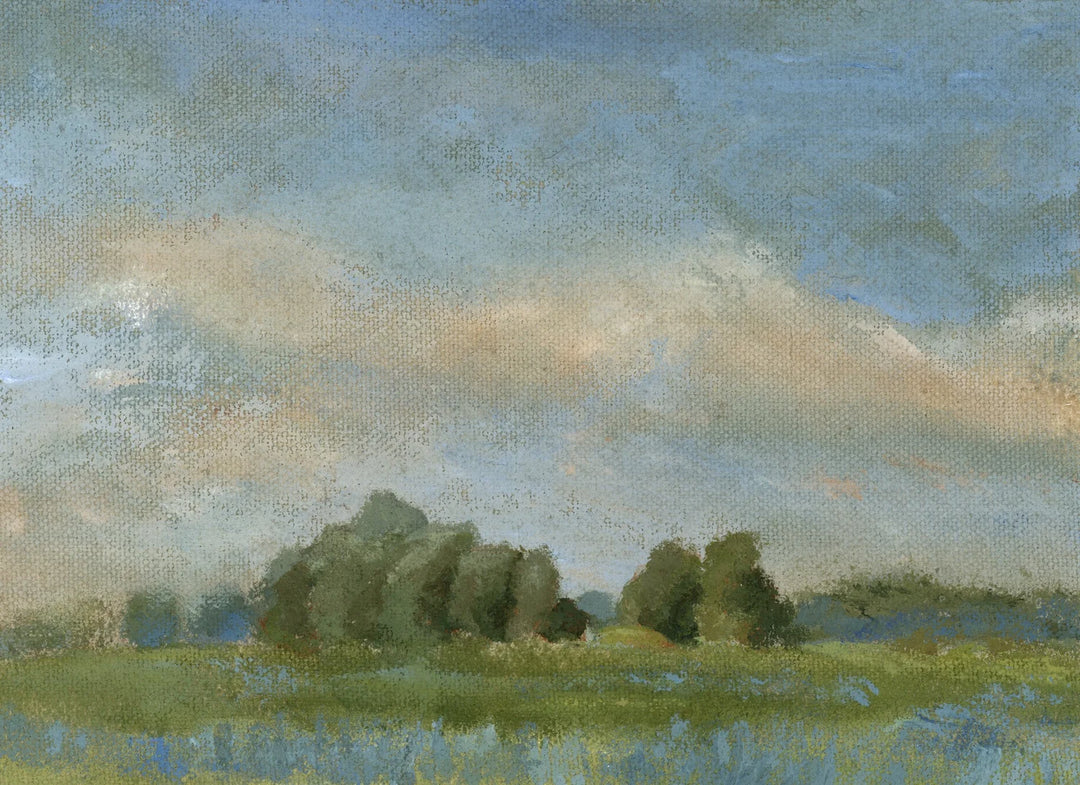 Meadow with bushy trees (antique French frame) 11x14”