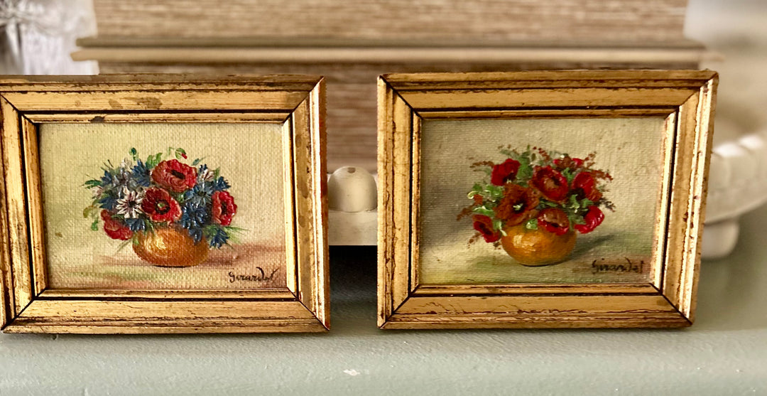 Antique Miniature Floral Paintings