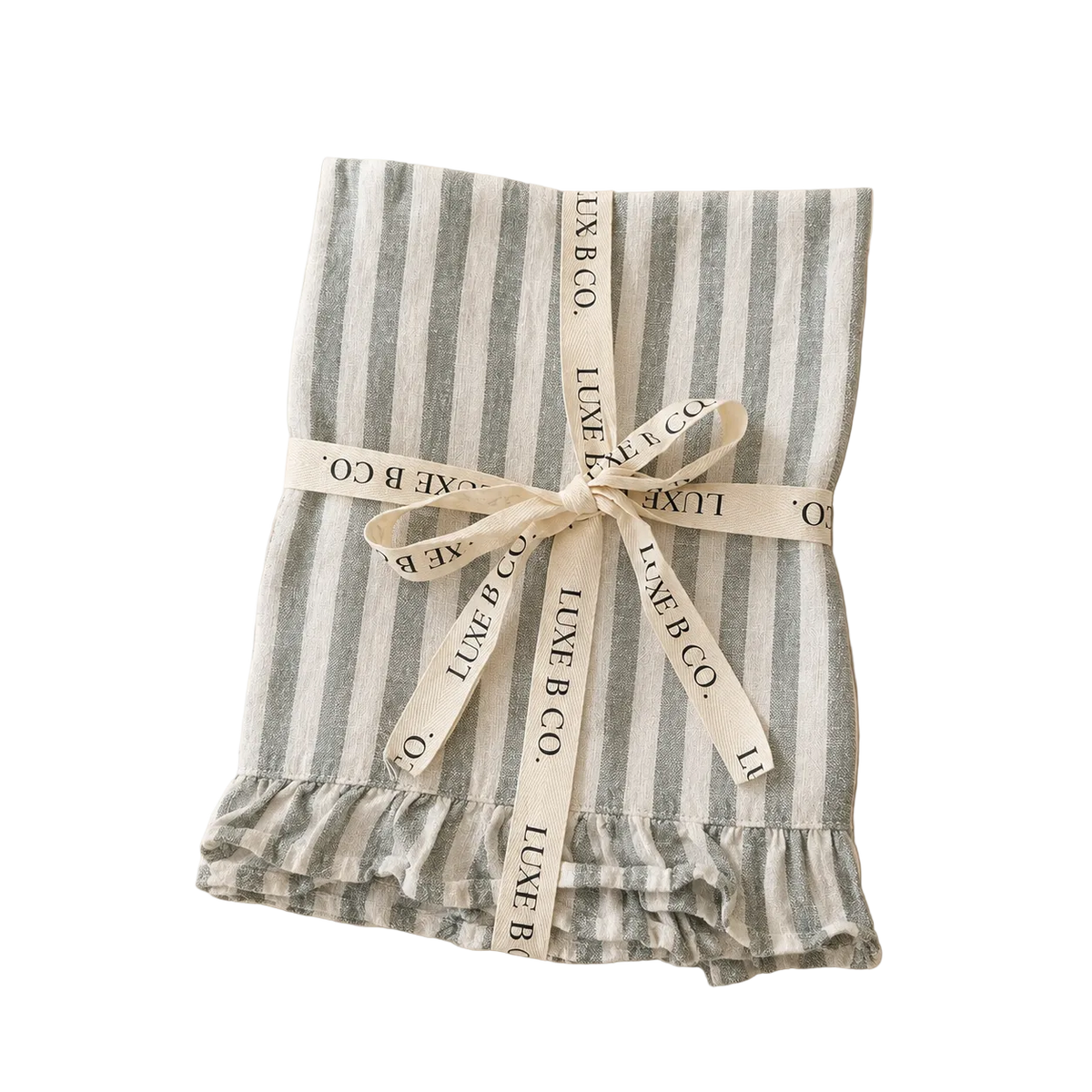 Soft Green Linen Ruffle Dish Towel