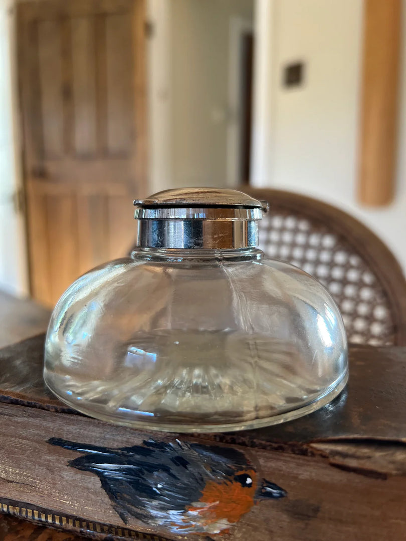 Antique French glass inkwell