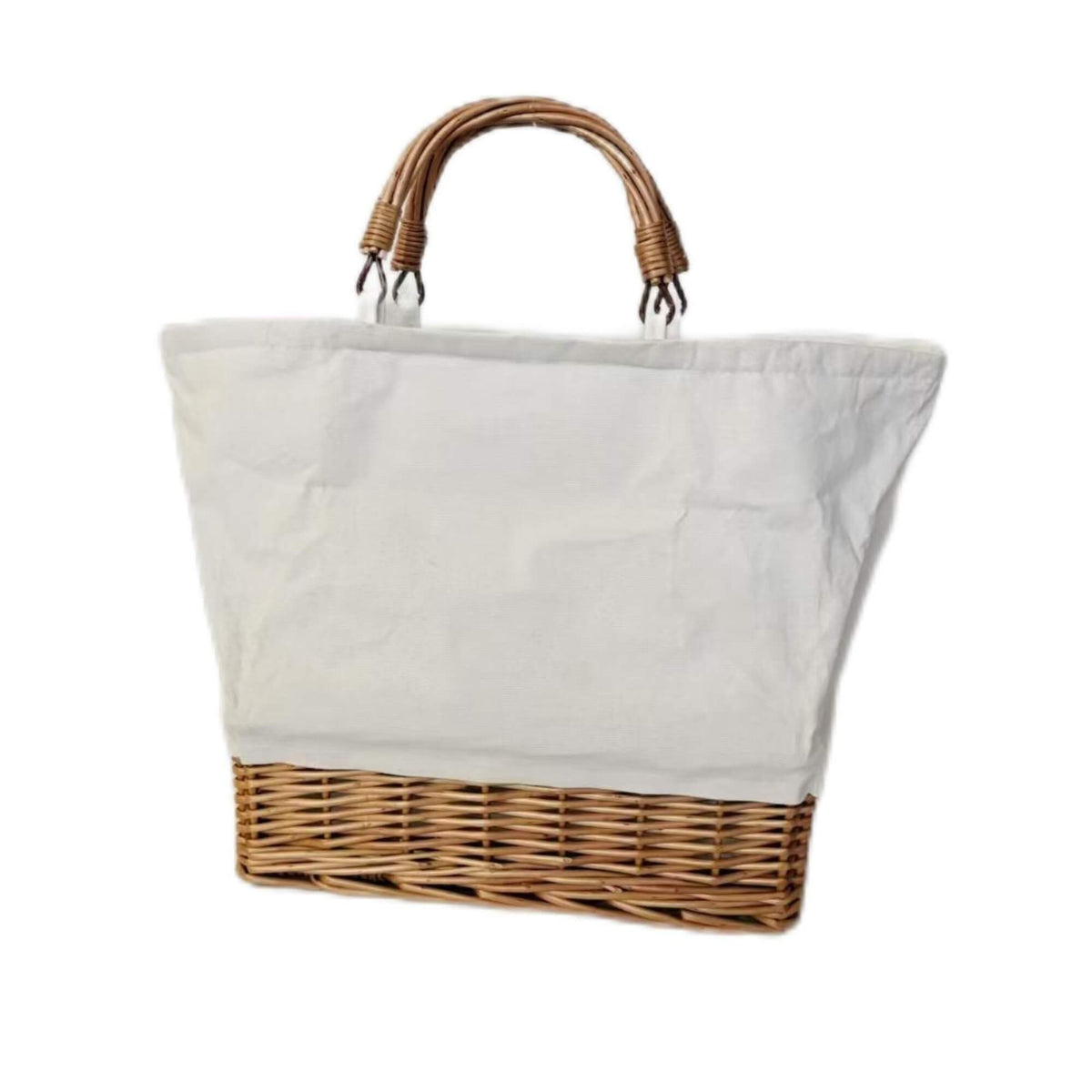 WILLOW AND FABRIC COOLER BAG WILLOW HANDLE