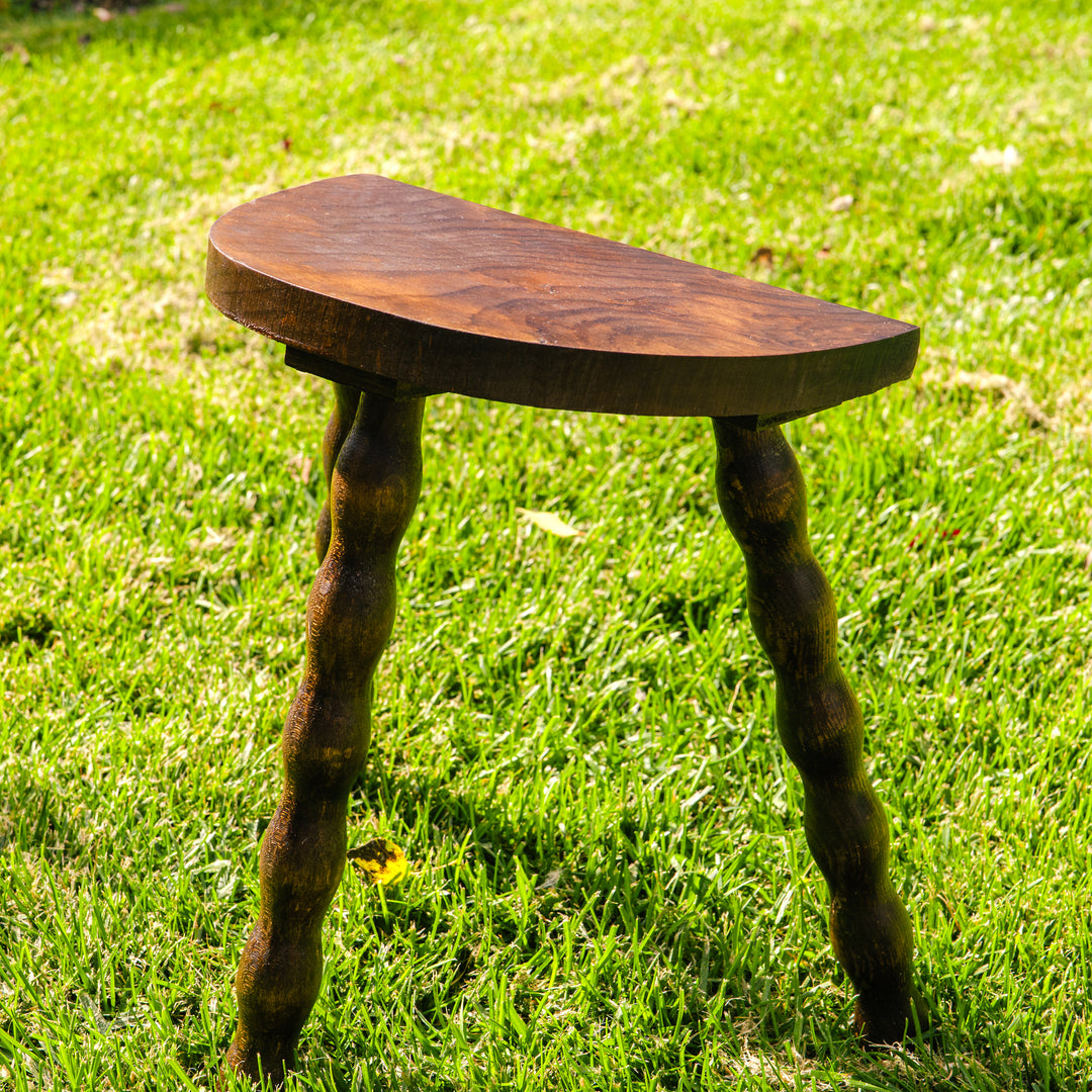 Rustic wooden stool with barley twist legs