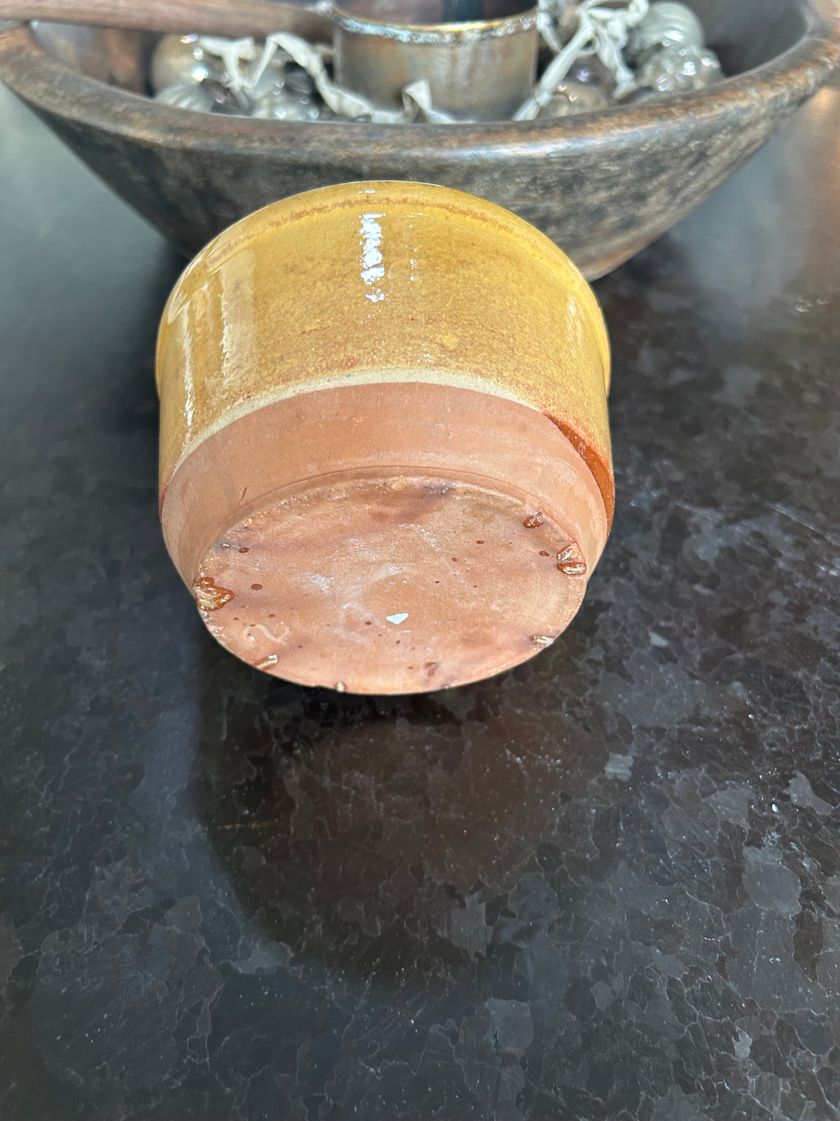 Vintage French ochre stoneware pot