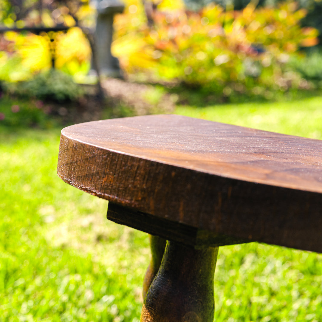 Rustic wooden stool with barley twist legs