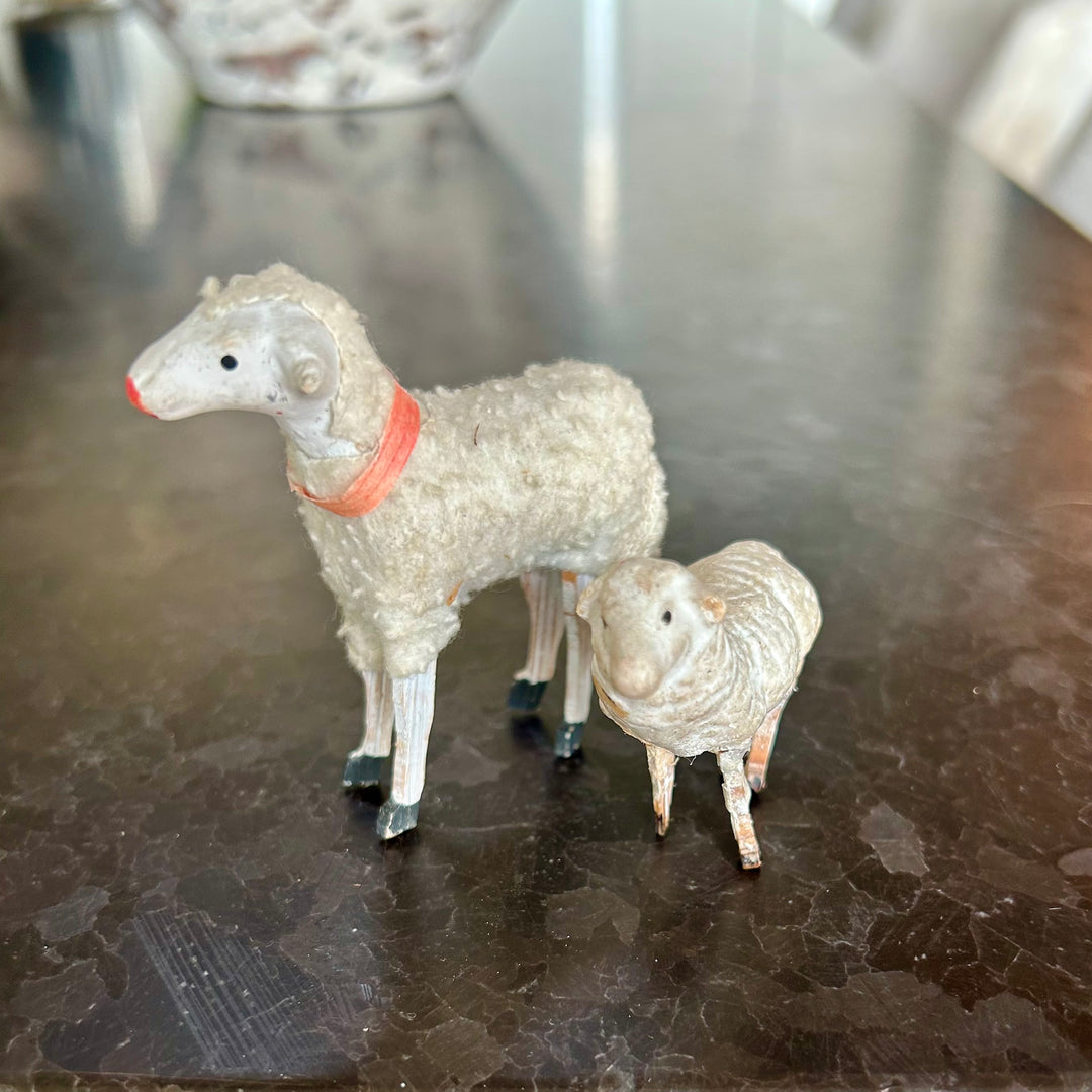 Vintage German Putz Sheep Figurines