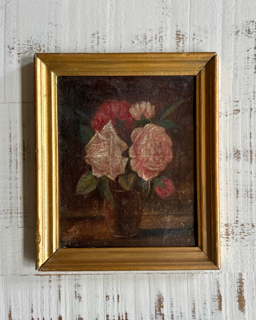 Antique rose study oil on paper