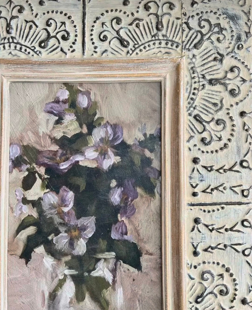 Set of Two Floral Still Life in Ornate Carved Frames