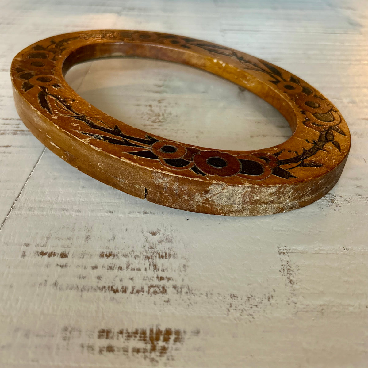 Pair of hand painted wooden oval frames
