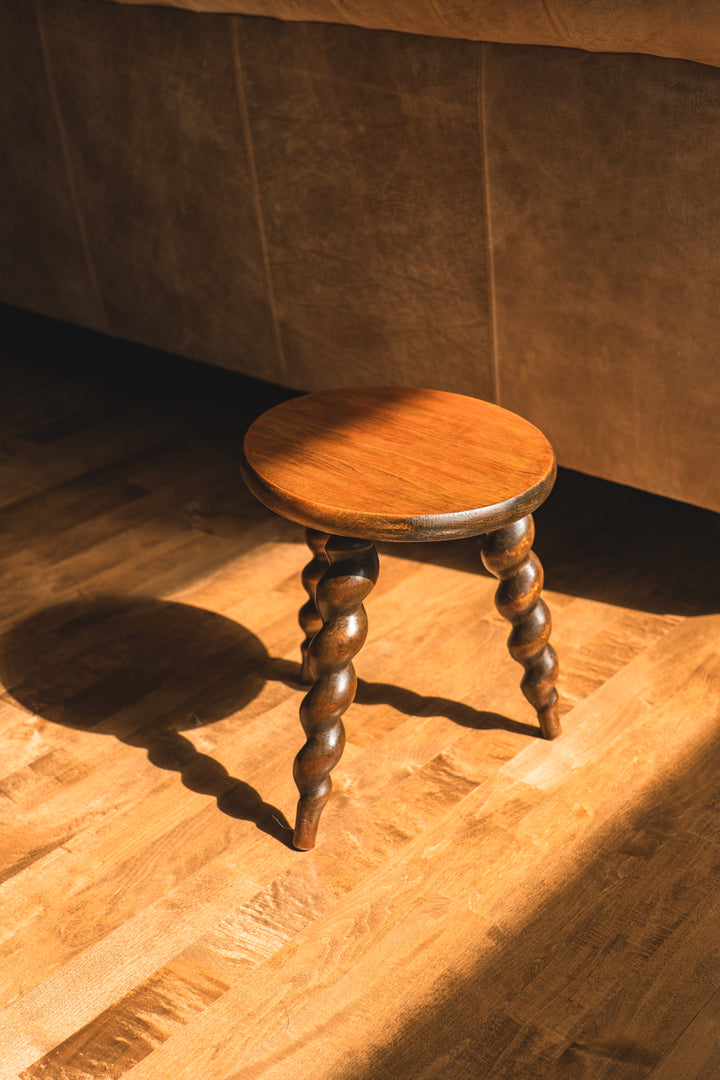 Antique French Stool with Barley Twist Legs