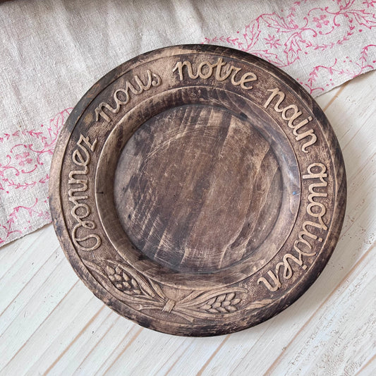 Vintage French Hand-Carved Bread Board | “Donnez Nous Notre Pain Quotidien”