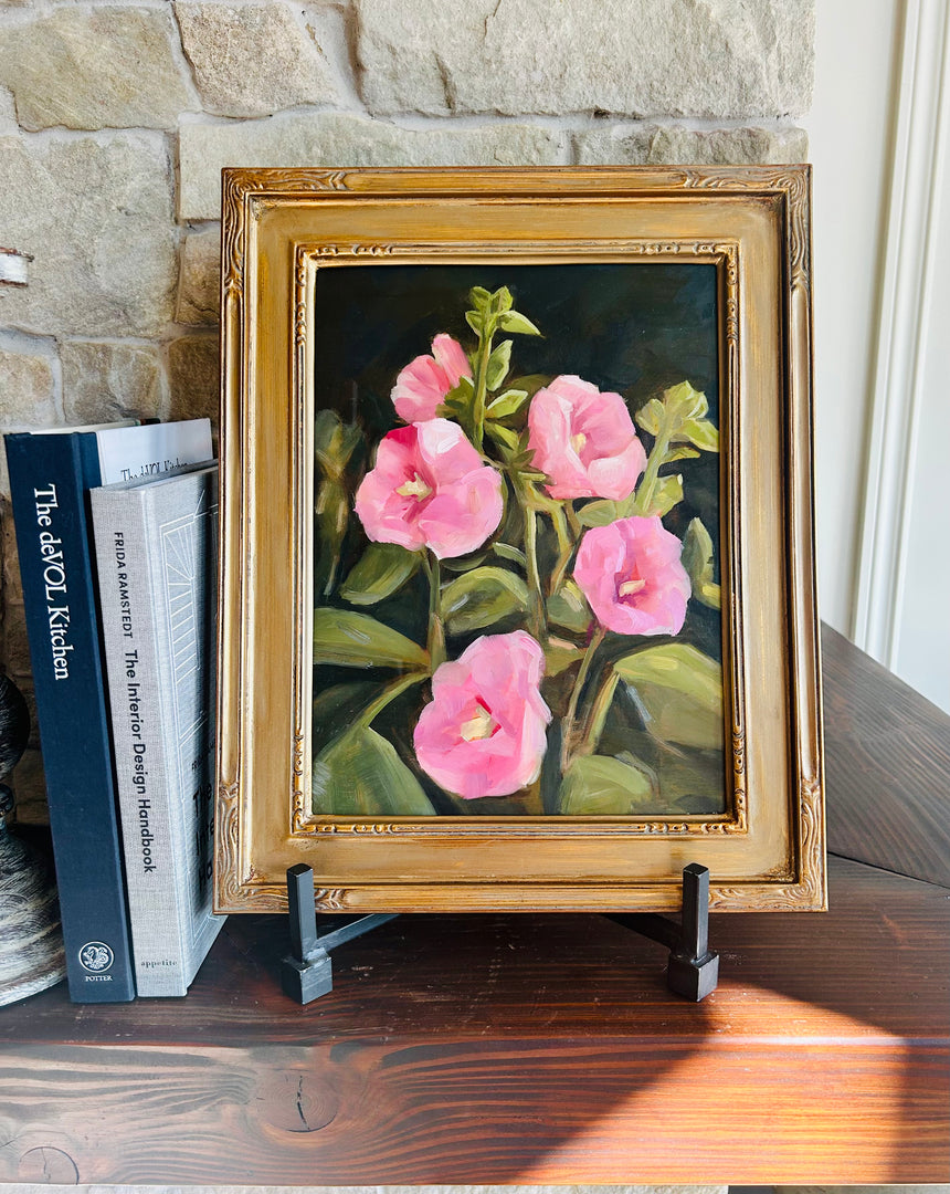 Hollyhocks (framed) original art by Jacob Mark