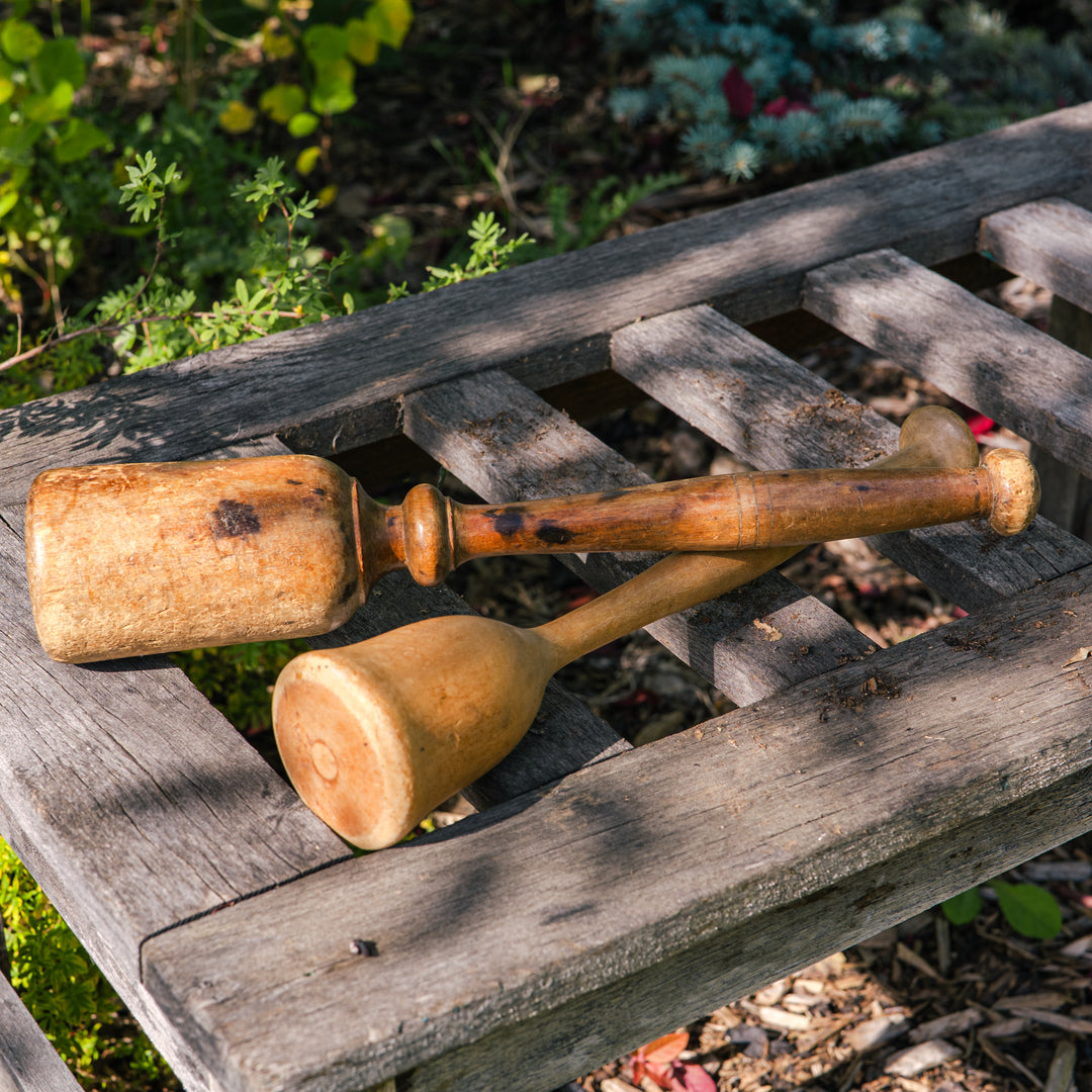 Antique wooden mashers