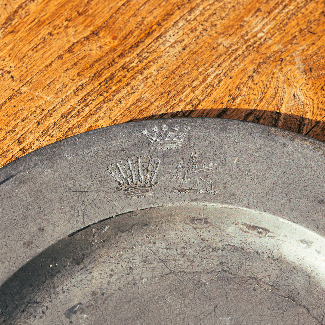 Antique pewter plates-dated 1859