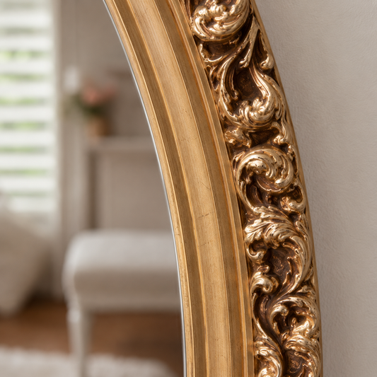Vintage French-Style Gilt Oval Mirror - 38.5” x 21”
