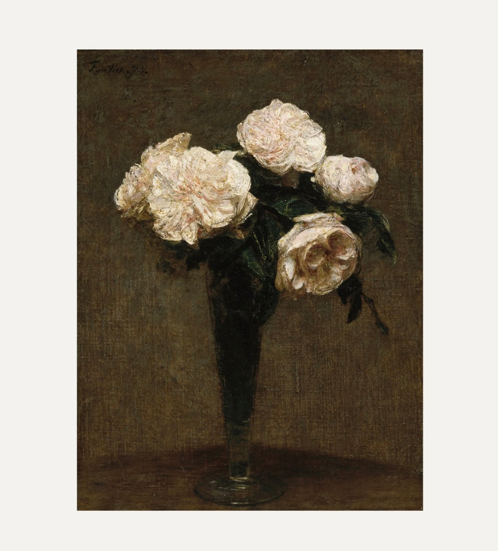 FRAMED FINE ART PAPER PRINT - BOUQUET WHITE FLOWERS